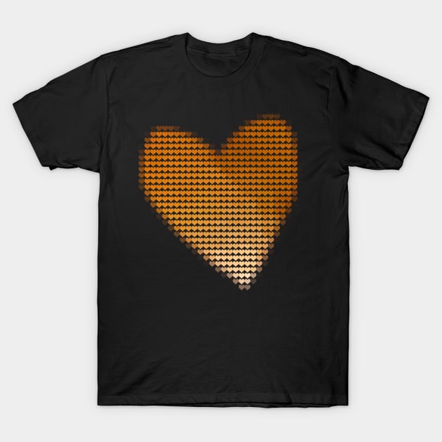 Gold Valentines Day Heart Filled with Hearts T-Shirt by ellenhenryart